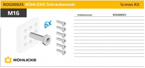 ROG00025 Befestigungssatz 6 Schrauben M 16 x 55 mm