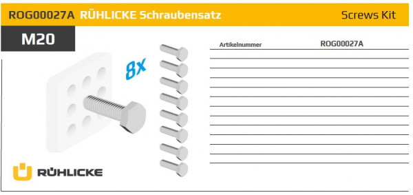 ROG00027A Befestigungssatz 8 Schrauben M 20 x 70