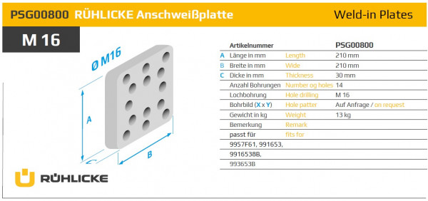 PSG00800 Anschweißplatte