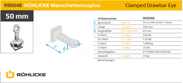 995048 50 mm Flanschzugöse geklemmt