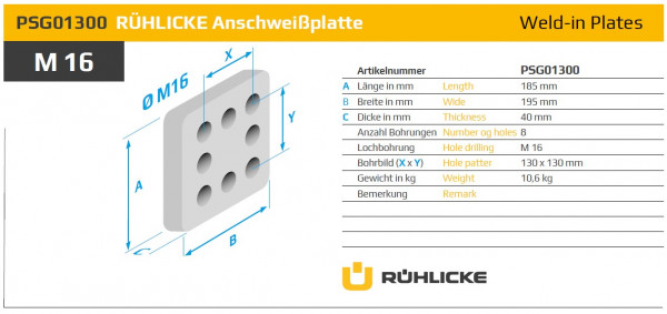 PSG01300 Anschweißplatte