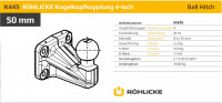 K445 Kugelkopfkupplung 83 x 56 mm 4-Loch Flansch